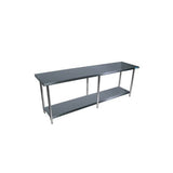 84" X 30" Stainless Steel Top Work Table w/ Stainless  Steel Legs and Shelf
