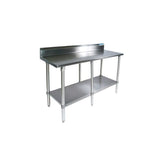 96"W x 24"D 5" Riser Stainless Steel Top Work Table w/ Galvanized legs and Undershelf