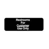 Winco SGN-317 Black 3" X 9" Information Sign with Symbol - Imprint "Restroom For Customer"