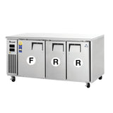 Everest ETRF3 71" Three Section Side Mount Undercounter Dual Temp Refrigerator/Freezer