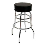 Commercial Double Ring Bar Stool with Black Swivel Round Seat