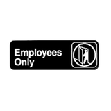 Winco SGN-305 Black 3" X 9" Information Sign with Symbol - Imprint "Employee Only"