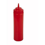 Winco PSW-12R 12 Oz Red Wide Mouth Squeeze Bottle - 6 Pc/Pack - Champs Restaurant Supply | Wholesale Restaurant Equipment and Supplies