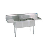 BK Resources Three Compartment Sink with Two Drainboard - 18" x 18" Compartment - Champs Restaurant Supply | Wholesale Restaurant Equipment and Supplies