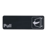 Winco SGN-302 Black 3" X 9" Information Sign with Symbol - Imprint "Pull"