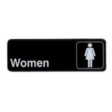 Winco SGN-312 Black 3" X 9" Information Sign with Symbol - Imprint "Women"