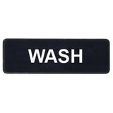 Winco SGN-318 Black 3" X 9" Information Sign with Symbol - Imprint "Wash"