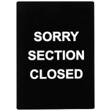 Winco SGN-804 Red 6" X 9" Information Sign with Symbol - Imprint "Sorry Section Closed"
