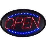 Blue and Red Oval Open LED Sign