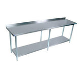 96"W x 30"D 1-1/2" Riser Stainless Steel Top Work Table w/ Galvanized legs and Undershelf