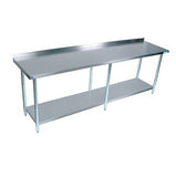 84" x 30" All Stainless Steel Work Table w/1-1/2" Backsplash