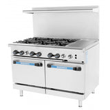 Radiance TARG-6B12G 48" 6 Burner Range and 12" Griddle with 2 Standard Oven