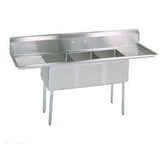 BK Resources BKS-3-1824-14-24T 18"x24"x14" 3 Compartment Sink w/ Two Drainboards