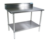 48"W x 24"D 5" Riser Stainless Steel Top Work Table w/ Galvanized legs and Undershelf