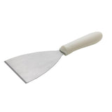 Winco TWP-40 4-1/2" X 4" Blade Scraper with Whie Ergonomic Plastic Handle - Champs Restaurant Supply | Wholesale Restaurant Equipment and Supplies