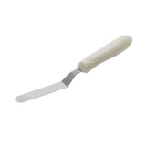 Winco TWPO-4 4-1/4" Blade Offset Spatulas with Whie Ergonomic Plastic Handle - Champs Restaurant Supply | Wholesale Restaurant Equipment and Supplies