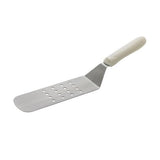 Winco TWP-91 9-1/2" X 3" Perforated Blade Flexible Turner with Whie Ergonomic Plastic Handle