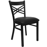 CMC-DG60388 X Back Metal Chair with Black Vinyl Seat - Champs Restaurant Supply | Wholesale Restaurant Equipment and Supplies