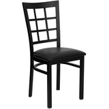 CMC-DG6Q3B Window Back Metal Chair with Black Vinyl Seat - Champs Restaurant Supply | Wholesale Restaurant Equipment and Supplies